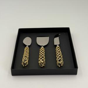 Ensemble d'outils à fromage en acier inoxydable de style nouveau, manche plaqué or, couteaux à fromage, couteau à gâteau et ensemble à fromage, vente en gros à bas prix - Product Image 5