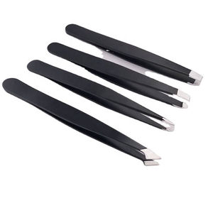 Herramientas de maquillaje multifuncionales de acero inoxidable 2 en 1 al por mayor, pinzas para cejas de pestañas personalizadas con punta puntiaguda y cepillo - Product Image 1