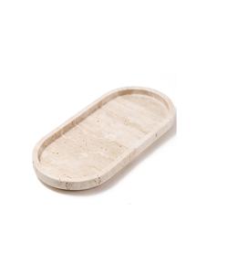 Round marble tray for vanity dresser <b>organizing</b> skincare <b>makeup</b> perfumes with chic modern interior styling - Product Image 4