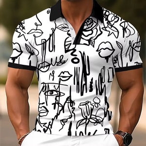 Polo de cara humana para hombre, camiseta de manga corta para hombre, camisetas con cuello, ropa informal para escuela al aire libre, diario, estampado 3D, ropa de verano para hombre - Product Image 1