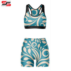 Soutien-gorge de sport pour femmes avec short taille haute 2 pièces dans un style unique pour les femmes soutien-gorge et short de motard OEM ODM - Product Image 3