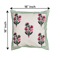 Housse de coussin carrée imprimée numériquement en 3D à motif floral Mughal, 16x16, multicolore, faite à la main, coussin décoratif pour canapé-lit