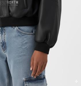 La mejor chaqueta de cuero delgada de invierno para mujer, diseño personalizado, cuero de napa de oveja, tejido, transpirable, personalizable, servicio OEM - Product Image 4