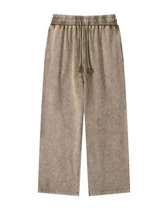 กางเกงวอร์มขากว้างของผู้ชายกางเกงวอร์มขากว้างทำจากผ้าเฟรนช์เทอร์รี่สไตล์วินเทจฟอกสี380gsm ตามสั่ง - Product Image 4