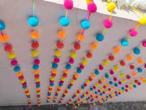 Noël Pom Pom décoration laine vacances/fête d'anniversaire guirlande feutre boule guirlande enfants chambre salle de classe et arc-en-ciel mexicain décor - Product Image 3