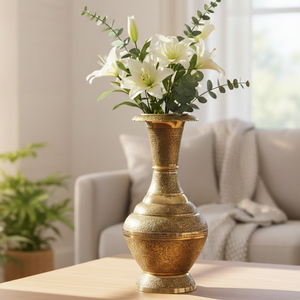 Florero de Latón de Alta Calidad |   Diseño Tradicional Hecho a Mano |   Multicolor Dorado |   Decoración de Lujo para Oficina en Casa - Product Image 6