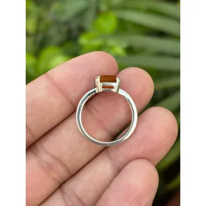 925 Silver Fine Jewelry Emerald Cut Gemstone <b>Ring</b> with Fire <b>Opal</b> Turquoise Yellow <b>Gold</b> Inlay Dainty Style for Everyday Wear - Product Image 4
