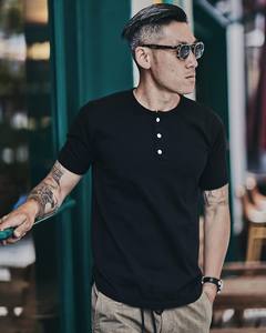 T-shirts Henley à manches longues/courtes de base décontractés pour hommes en coton lyocell de haute qualité - Product Image 6