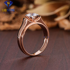 Lab-Stone 1,00 TDW Anillo de oro rosa con diamantes de corte redondo Elegancia clásica Color DE LA EF-VS - Product Image 5