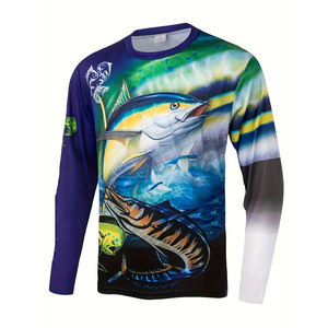 Chemises de pêche UV à manches longues grises personnalisées dernière conception maillot de sublimation de tournoi à séchage rapide motif solide respirant - Product Image 2