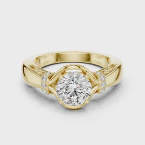 Bague en diamant rond unique, pièce de bijouterie élégante et unique pour cadeau - Product Image 3