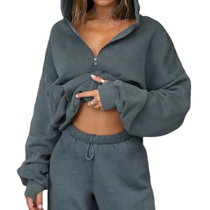 Sudadera con capucha de gran tamaño con cremallera completa para mujer, ropa de calle de algodón de alta calidad, sudadera personalizada de talla grande con estampado de invierno - Product Image 1