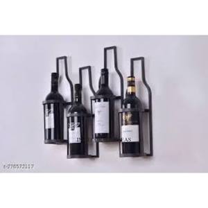 Bouteille de vin en forme de couleur noire enduite de poudre de qualité supérieure en métal fabriqué au mur porte-bouteille de vin support décor à la maison approvisionnement - Product Image 1