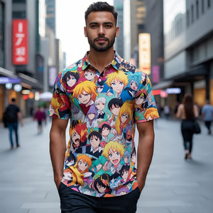 เสื้อโปโลพิมพ์ลายอะนิเมะสำหรับผู้ชายเสื้อโปโลเล่นกอล์ฟโพลีเอสเตอร์100% แบบซับลิเมชันสำหรับฤดูร้อน - Product Image 1