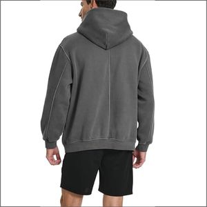 Sweat à capuche vierge de haute qualité au design personnalisé Streetwear personnalisé sans ficelle pull à épaules tombantes sweats à capuche unis pour hommes - Product Image 6
