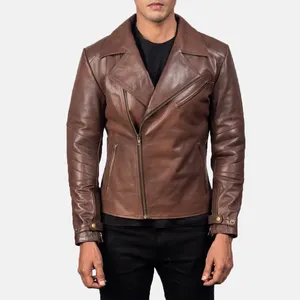 पुरुषों के लिए सबसे अधिक बिकने वाला कम कीमत वाला 100% चमड़े का जैकेट, कम कीमत में खरीदार के लेबल के साथ नवीनतम डिज़ाइन में कस्टम मेड
