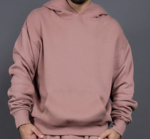 Otoño Invierno hombres ecológicos 100% algodón sudaderas con capucha nuevo suelto Color sólido 400g grueso forro polar frontal impresión Digital - Product Image 2