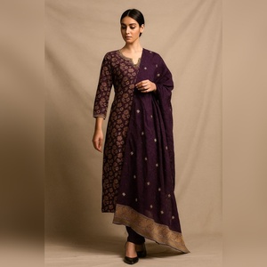 Designer roman discharge kurti set with exquisite handwork <b>details</b> and jacquard dupatta using premium fabric luxury boutique - Product Image 6