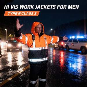 Chaqueta de seguridad para hombre, chaqueta bomber reflectante impermeable de alta visibilidad con bolsillos y cremallera - Product Image 6