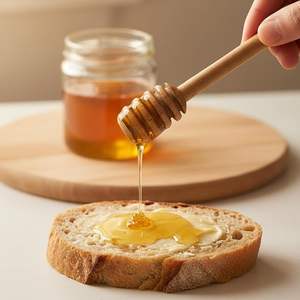 Authentique bâtonnet mélangeur en bois d'olivier fait main et écologique avec motif nid d'abeille - Mini cuillère à miel et mélangeur pour pot - Product Image 6