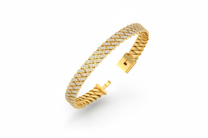 Bracelet élégant pour femme en diamant à maillons cubains surélevés |   Diamant taille brillant 2,45 carats - Product Image 3