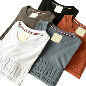 Streetwear personnalisé gaufrer hommes t-shirt 100% coton lourd 3d gaufré surdimensionné unisexe T-shirts - Product Image 2