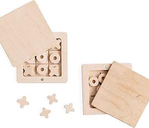 Jeu de morpion en bois dans une boîte sur aimants jeu de société en bois tic tac toe pour enfants - Product Image 2