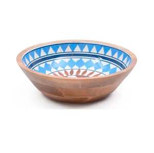 Bol en bois imprimé artisanal élégant Vaisselle décorative pour centre de table de cuisine et décoration intérieure - Product Image 1