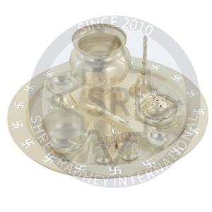 Ensemble de thali en laiton de luxe indien, fait à la main, accessoires cadeaux religieux, couleur personnalisée, haute qualité, cadeaux de Diwali, tendance - Product Image 1