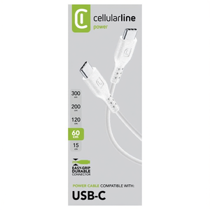 Cable USB tipo C a USB tipo C de 0,6 m para transferencia de datos y carga, color blanco - Product Image 3