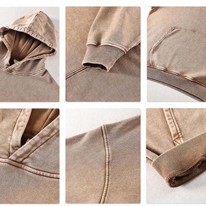 Vente en Gros Logo Personnalisé 100% Coton Sweat Basics Surdimensionné Hommes Vintage Crewneck Acid Washed Out Sweat à Capuche Jumper Pull pour Hommes - Product Image 2