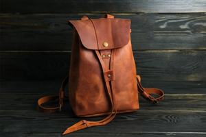 Vente en gros de sac à dos vintage en cuir véritable de haute qualité avec fermeture à glissière Capacité 20-35L LBK-0012 d'université - Product Image 2