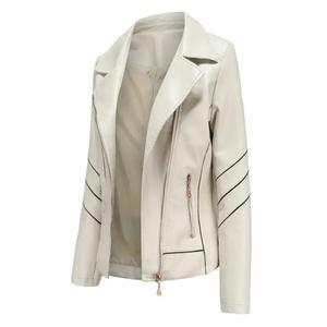 Chaqueta de abrigo con cremallera y solapa privada elegante de cuero genuino, ropa de abrigo delgada personalizada, chaqueta de Moto para mujer - Product Image 4