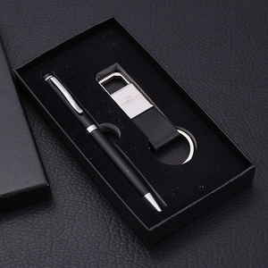 Juego de regalo de oficina corporativa de lujo Bolígrafo de metal de aleación de zinc con llavero de cuero en caja para promociones comerciales - Product Image 4