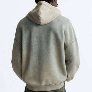 Sweat à capuche personnalisé avec logo, en polyester/coton, effet délavé numérique, grande taille, en molleton épais, coupe oversize, délavé à l'acide - Product Image 2