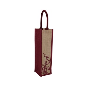 Sac à vin bouteille en toile de jute de style fourre-tout avec logo personnalisé sac à provisions laminé PP cadeau en corde durable imprimé unicolore - Product Image 6