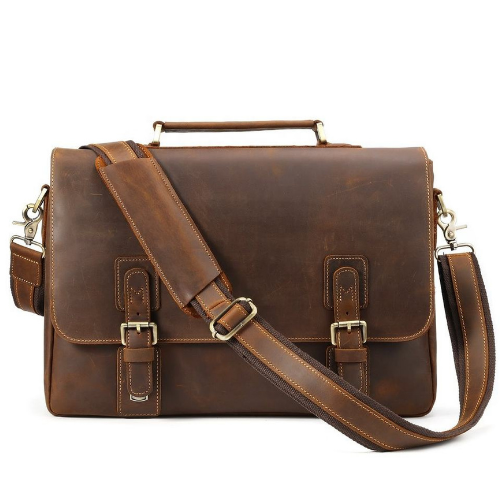 Handmade Genuine Leather Modern Sling Bag Unisex Business Casual Crossbody Laptop Trending Travel Detachable