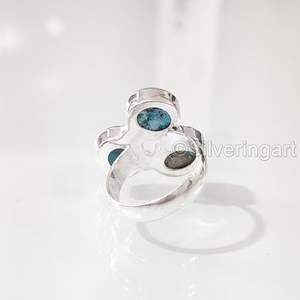 Bague pour femme en turquoise naturelle, pierre de naissance de décembre, grande bague antique, bijoux faits à la main pour Noël, bague en argent sterling 925 - Product Image 6