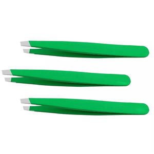 แหนบปลายเอียงสำหรับผู้หญิงเครื่องมือกำจัดขนและคิ้วทำจากสเตนเลสสีเขียว - Product Image 1