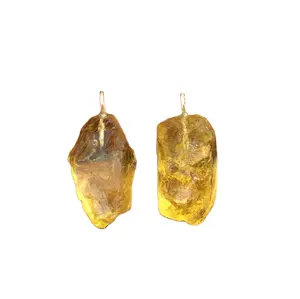 92.5 Sterling Silver 2 Pieces Beautiful Handmade Charm Pendant Natural Lemon Quartz Gemstone Untreated Rough