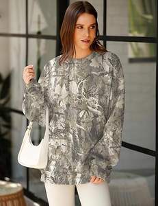 Sweatshirts surdimensionnés pour femmes personnalisés en camouflage, col roulé, pull à capuche, hauts en coton, molleton en tissu éponge français, sweat-shirt à col montant - Product Image 4