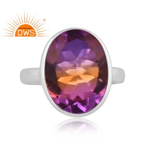 Meilleure vente bague empilable en argent sterling fin Bio amétrine doublet de pierres précieuses de quartz fabricant de bijoux personnalisé - Product Image 2