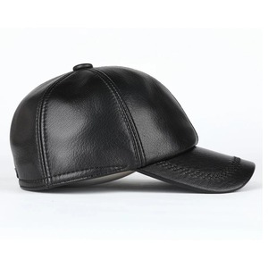 Casquette de baseball en cuir véritable pour adultes hommes femmes casquette de protection des oreilles chaude pour l'hiver décontracté extérieur réglable pour un ajustement confortable - Product Image 4