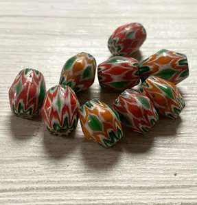 High Quality Handcrafted Oval Green Red <b>Glass</b> Chevron <b>Beads</b> Authentic Bohemian Layered <b>Lampwork</b> <b>Crystal</b> for Jewelry Making - Product Image 2