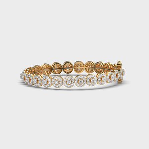 18K Gold Plated Tennis <b>Bracelet</b> With Round Crystal Rhinestones Bezel Set Classic Unisex Jewelry - Product Image 1