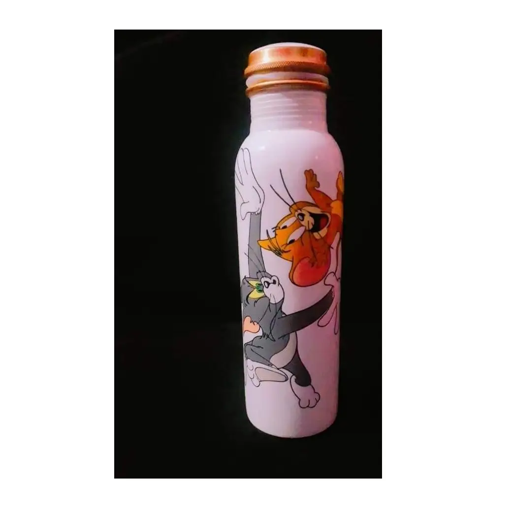 Travelling Water Storage Copper Bottle With Enameled Design Gift Kitchenware Drink Ware Metal Water Bottle