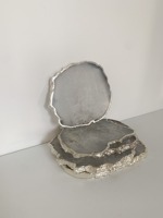 Sous-verres en Agate Naturelle Blanche Polie de Qualité Supérieure, Tranches Électroplaquées Argent, Décorations d'Intérieur Feng Shui