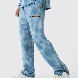 Pantalones de chándal para correr lavados Sunfade de pierna ancha holgados hechos a medida 100% algodón 300 GSM ropa de calle ligera Joggers para hombres - Product Image 1