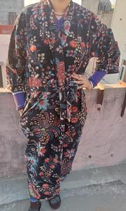 Women's Coral Fleece <b>Long</b> Cotton <b>Kimono</b> Robe Floral Pattern Soft Velvet Printed Home Wear Use Loungewear Sleepwear Plus Size - Product Image 4