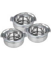 Casserole en acier inoxydable King International avec couvercle extérieur en plastique pour la conservation de la chaleur, couleurs mélangées